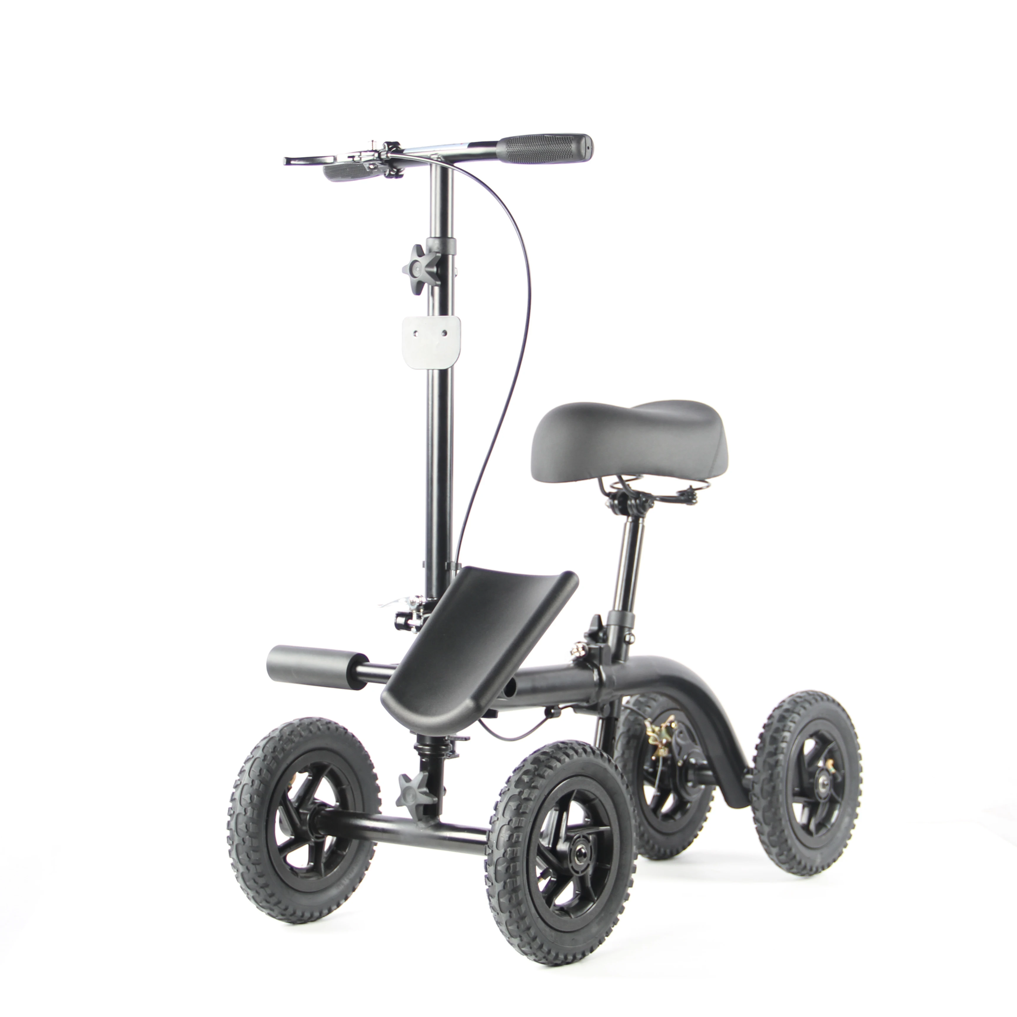 Knee rollator walker scooter 4 wheels steel frame seated knee walker steerable knee walker