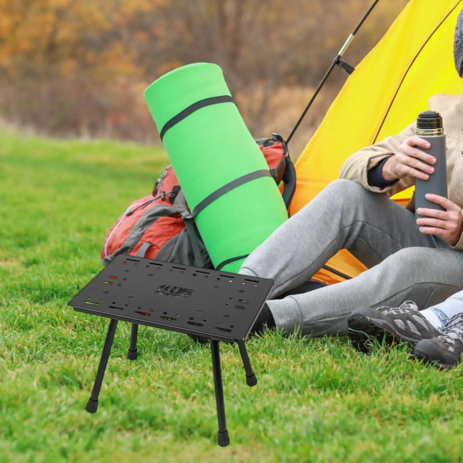 

Camping Stool with Side Hooks Multifunctional Portable Foot Rest Compact Folding Stool for Travel Barbecue Outdoor Picnic Beach