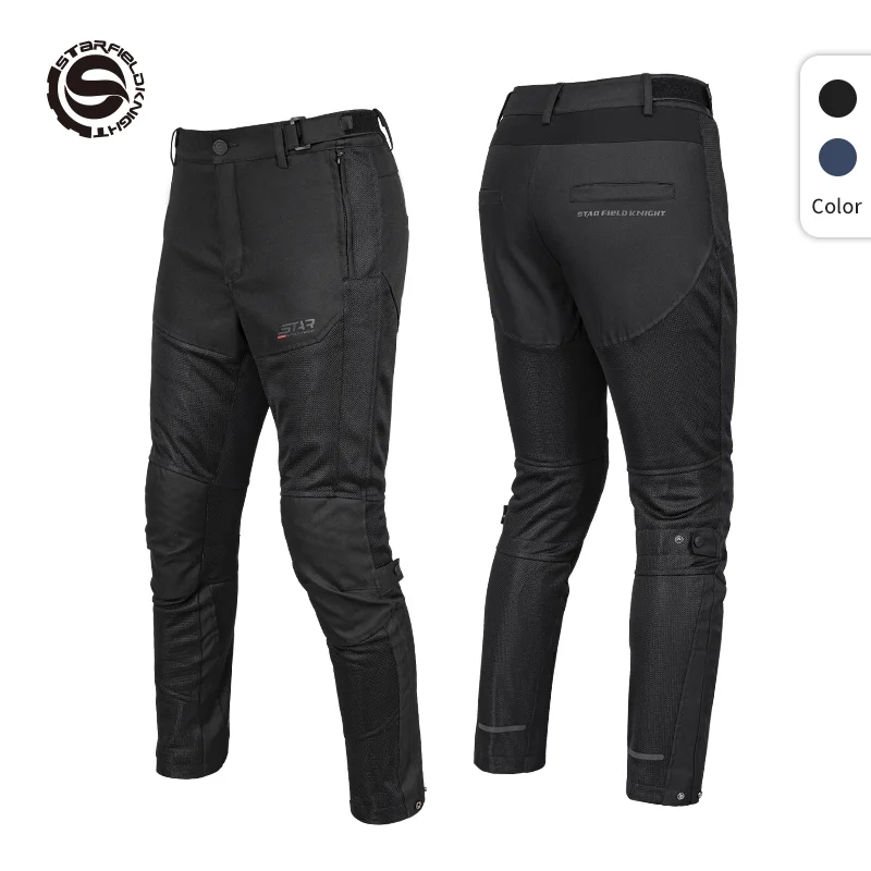 Star Field Knight Summer Motorcycle Pants Men Protective Gear Moto Cycling Pants Knee Pads Removable Racing Touring Equipment