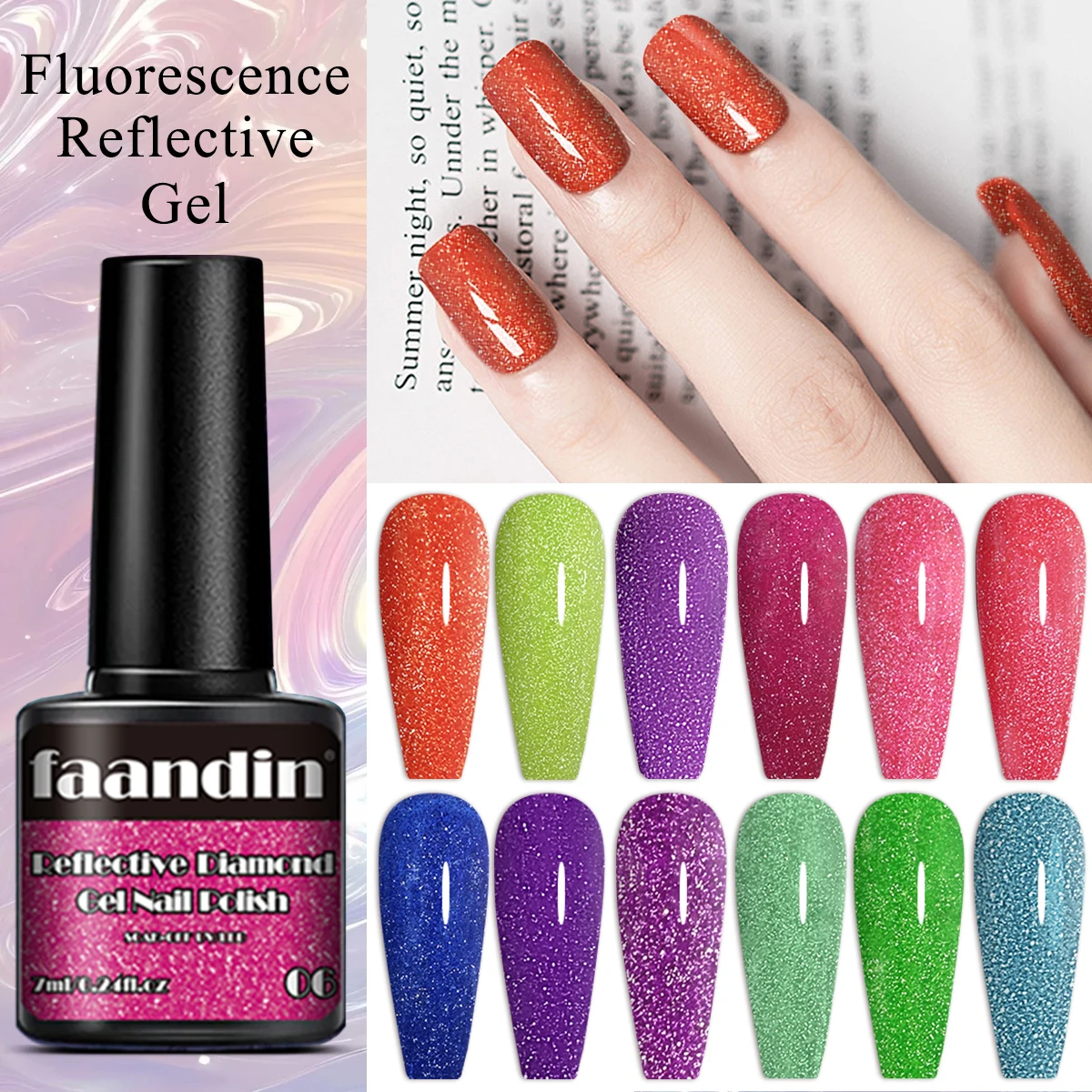 Faandin 10st/set 7ml*10 flessen combo-pakket, fijne glitter diamantgel nagellak, dikker aanbrengen voor betere resultaten, stralend helder onder licht, een zeer modieuze en populaire nagellakgel, volledige kleur, sterk en langdurig, gemakkelijk te verwijderen nagellak voor mama, UV-partij, uv-lampje, een noodzakelijk te verstop met een noodzakelijk gevoel voor een middelbare resultaten, uv-inst
