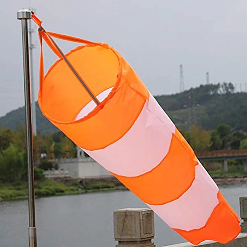 

60/80/100cm Windsock Outdoor Wind Direction Measurement Reflective Belt Rip-stop Weather Vane for Airport Aviation Garden Farm