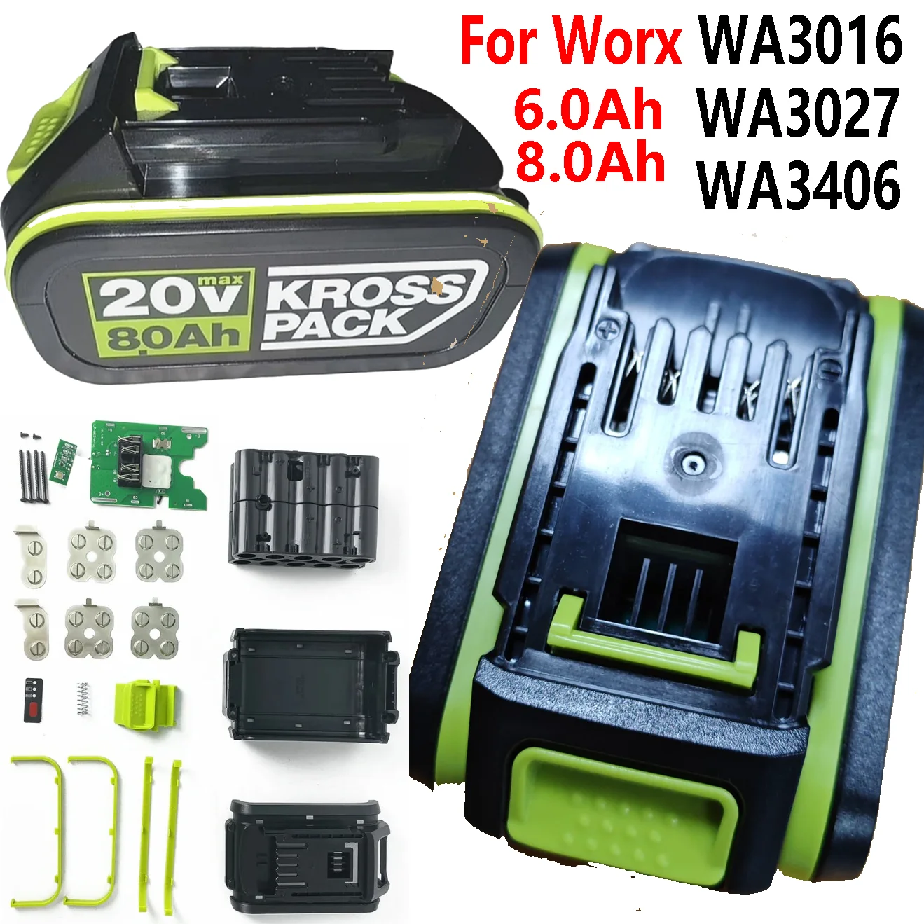 

For 5pin WORX WA3016 WA3023 WA3027 20V 6.0Ah/8.0Ah Li-ion Battery For dewalt tools for WORX Cordless Power Tool Model Battery