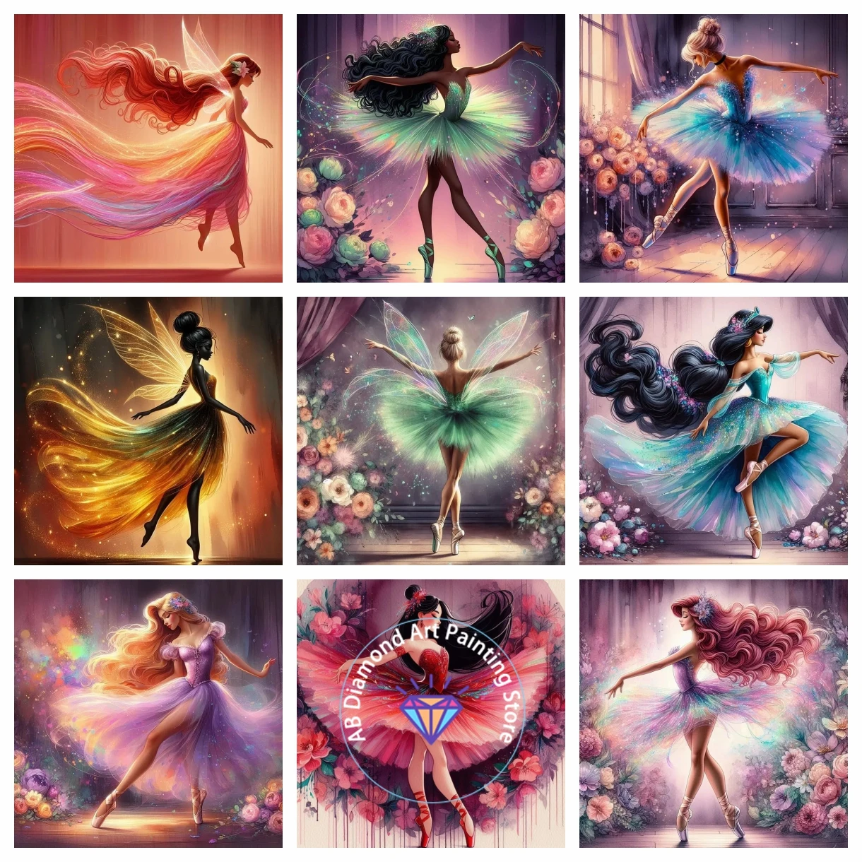 

AB Diamond Painting Disney Ballerina Princess Beauty Cross Stitch Kit 5D DIY Art Mosaic Drawing Element Hanging Home Decor Gift