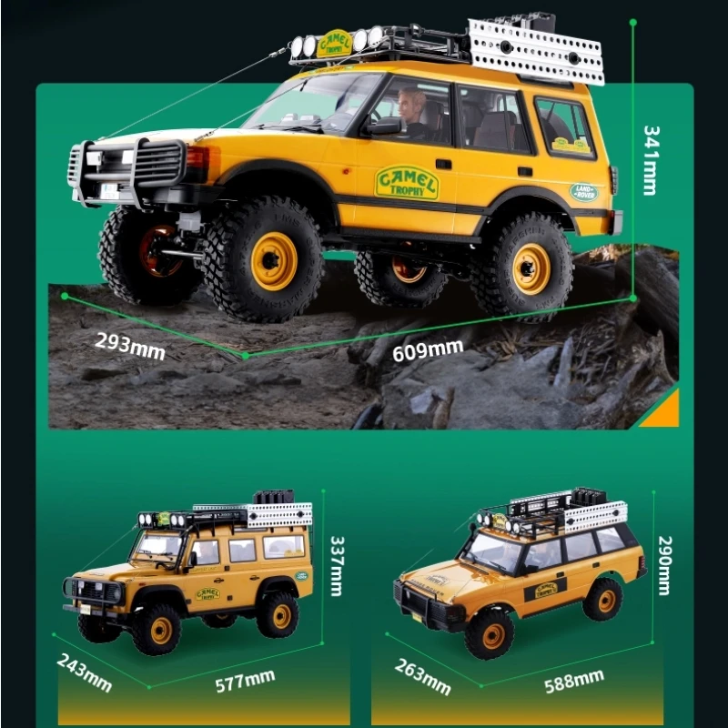 

1/10 FMS FCX10 Rc Crawler Car Remote Control Truck 4x4 Off-Road Climbing With Magnet Body 2-Speed Transmission Simulated Lights
