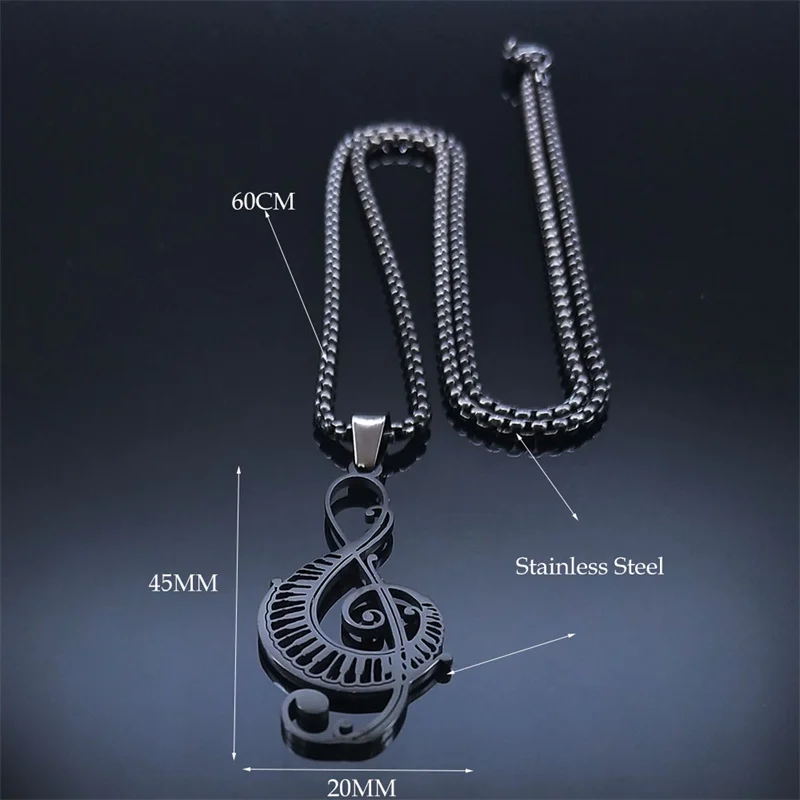 2024 Musical Note Hollow Pendant Necklace Women Piano Keys Stainless Steel Goth Necklace Music Symbol Gift Jewelry Gift N8598S03