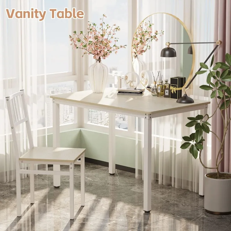 Dining Table Set /Computer Desk,Kitchen Table with 2 Chairs and a Bench,Table and Chairs 4 Piece Set for Dining Room