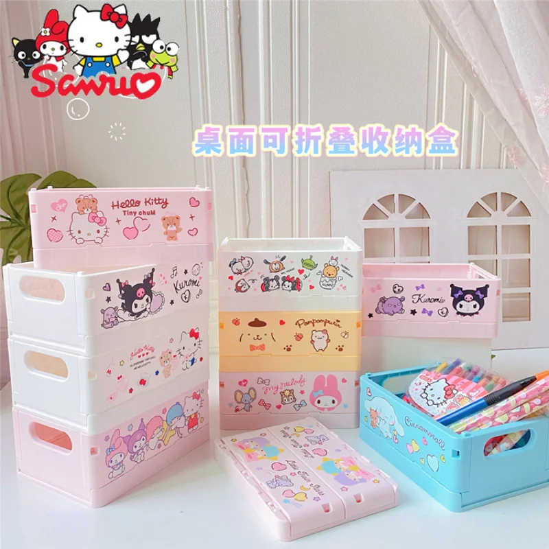 

Sanrio Melody Kuromi Hello Kitty Cinnamoroll Pochacco Japanese Storage Box Table Sundries Dormitory Accessories Home Storage