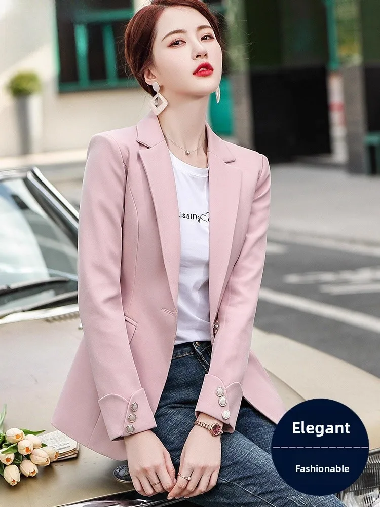 Pink Suit Jacket Women's Casual Style Spring Autumn New 2026 Summer High-End Feeling Street Style Small Western Clothes