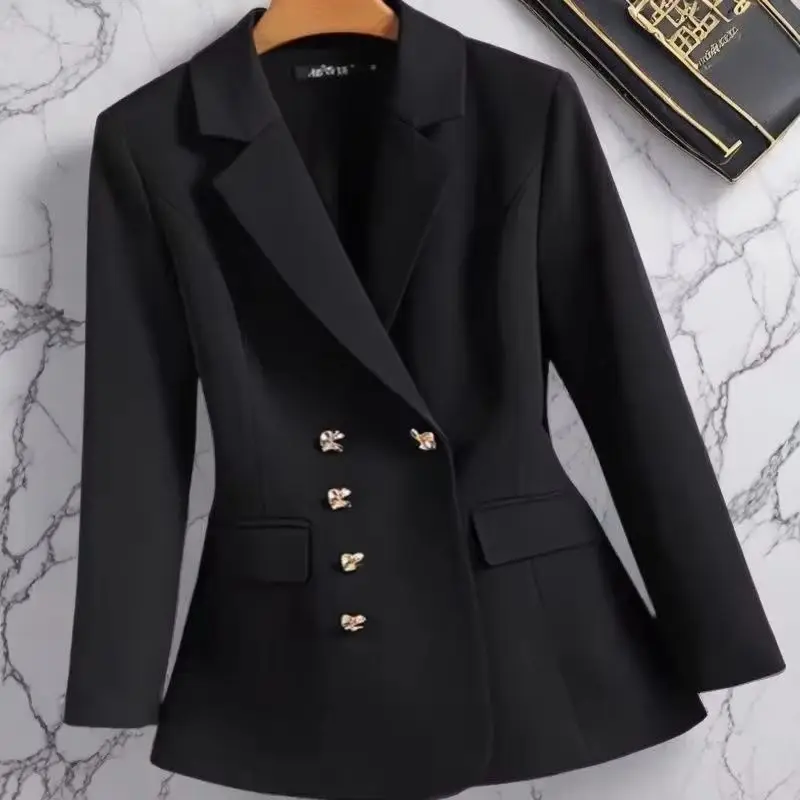 

Женский костюм, пиджак, новинка 2026, весенне-осенний костюм, пальто, двурядный пиджак, черная куртка, повседневное пальто, топ женский