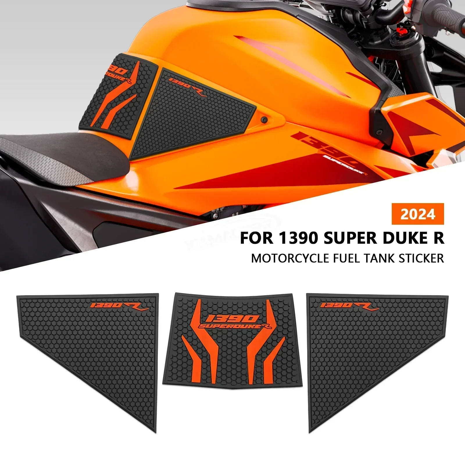 For 1390 Super Duke R 2024 Motorcycle Accessories Tank Pad Protector Sticker Decal Gas Knee Grip 1390 Super Duke R Tank Traction