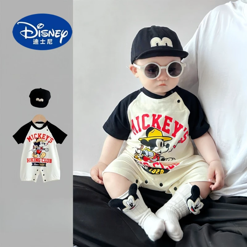 

Disney 2025 Summer New Class-A Cotton Baby Romper Set, Breathable Short Sleeve & Shorts Cartoon Bodysuit for Infants & Toddlers