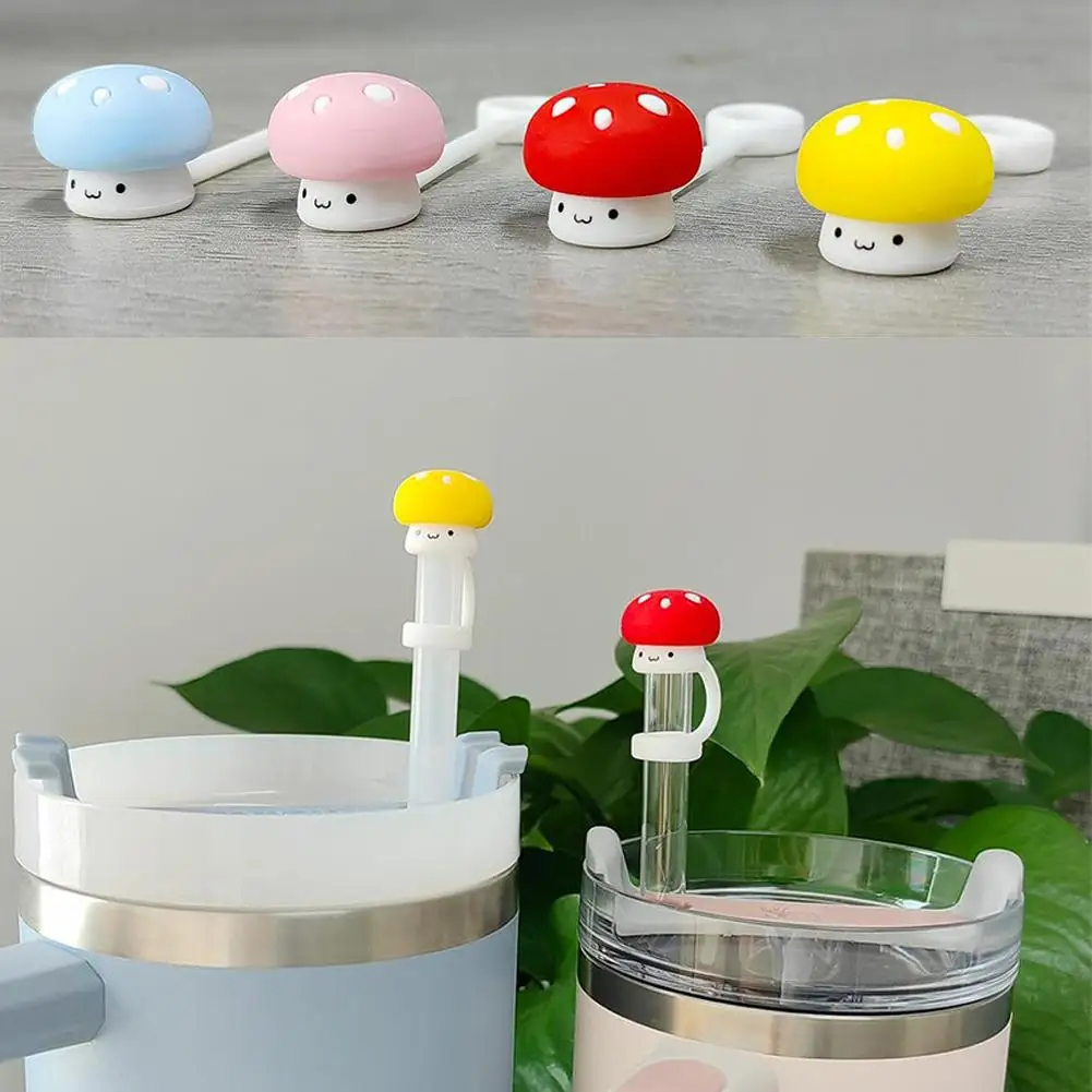 1pc Silicone Straw Covers Cap For Cup 30 40 Oz, Cute Mushroom Straw Topper, Accessories For Cup Tumbler 10m S3o9