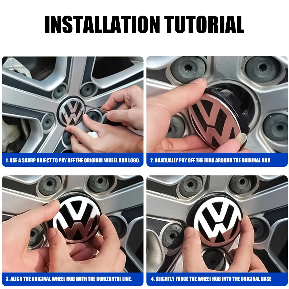 4pcs 56MM/65MM/66MM Auto Emblems Original Car Wheel Center Hub Caps Covers Hubcaps Decoration Accessorie For Volkswagen VW R GTI