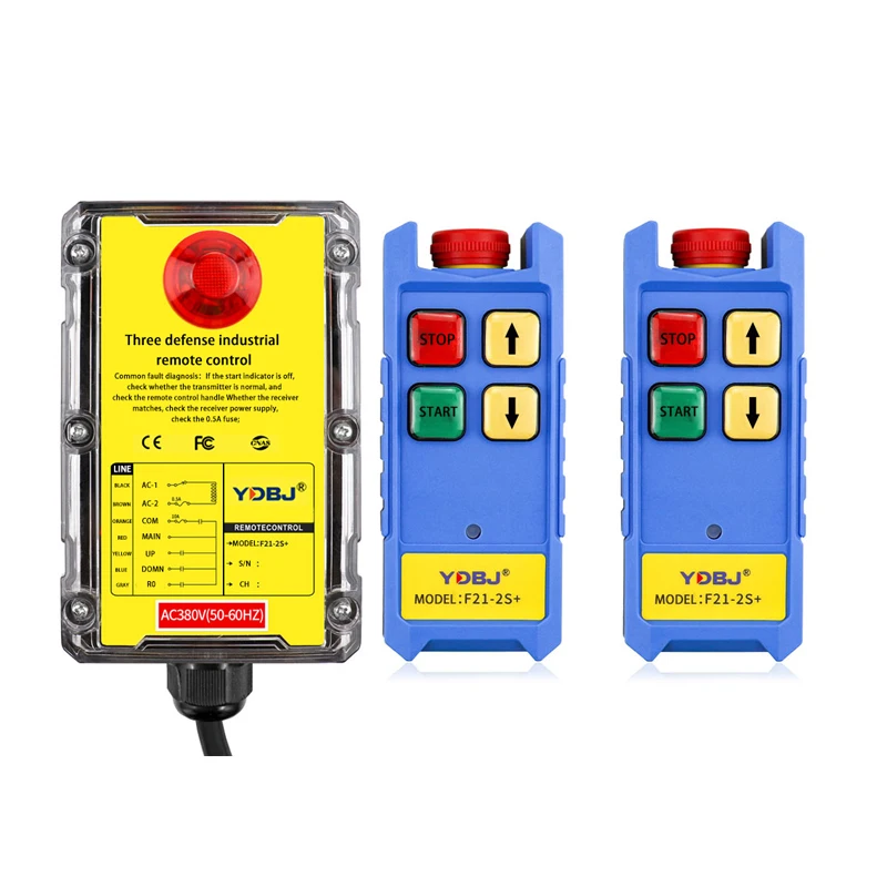 

F21-2S+ 2T&1R Industrial Wireless Remote Lightweight Waterproof for Durable Cranes Radios Trucks 36V Voltage Shock Function