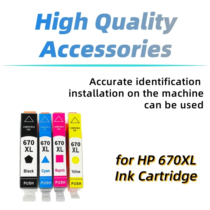 Compatible 670XL Ink Cartridge for HP Deskjet Ink Advantage 3525 4615 4620 4625 5525 6526 Printer HD Printing