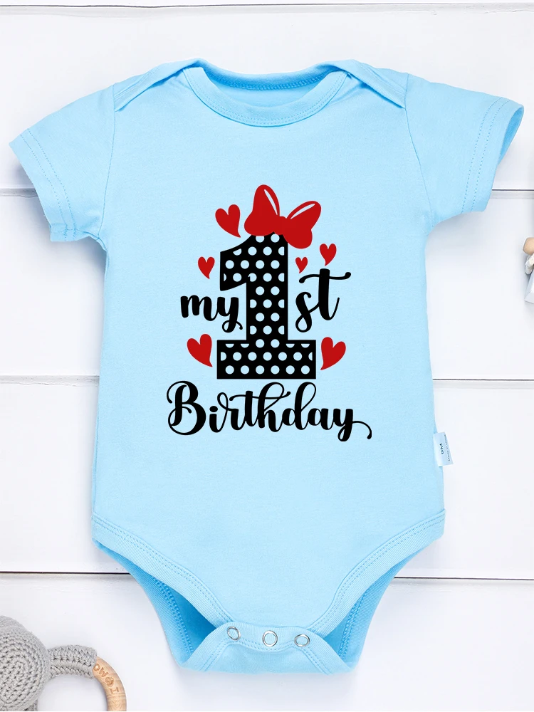 My 1St Birthday Cute Baby Girl Clothes Beautiful Print Cotton Fashion Toddler tuta manica corta Family Party tutine infantili