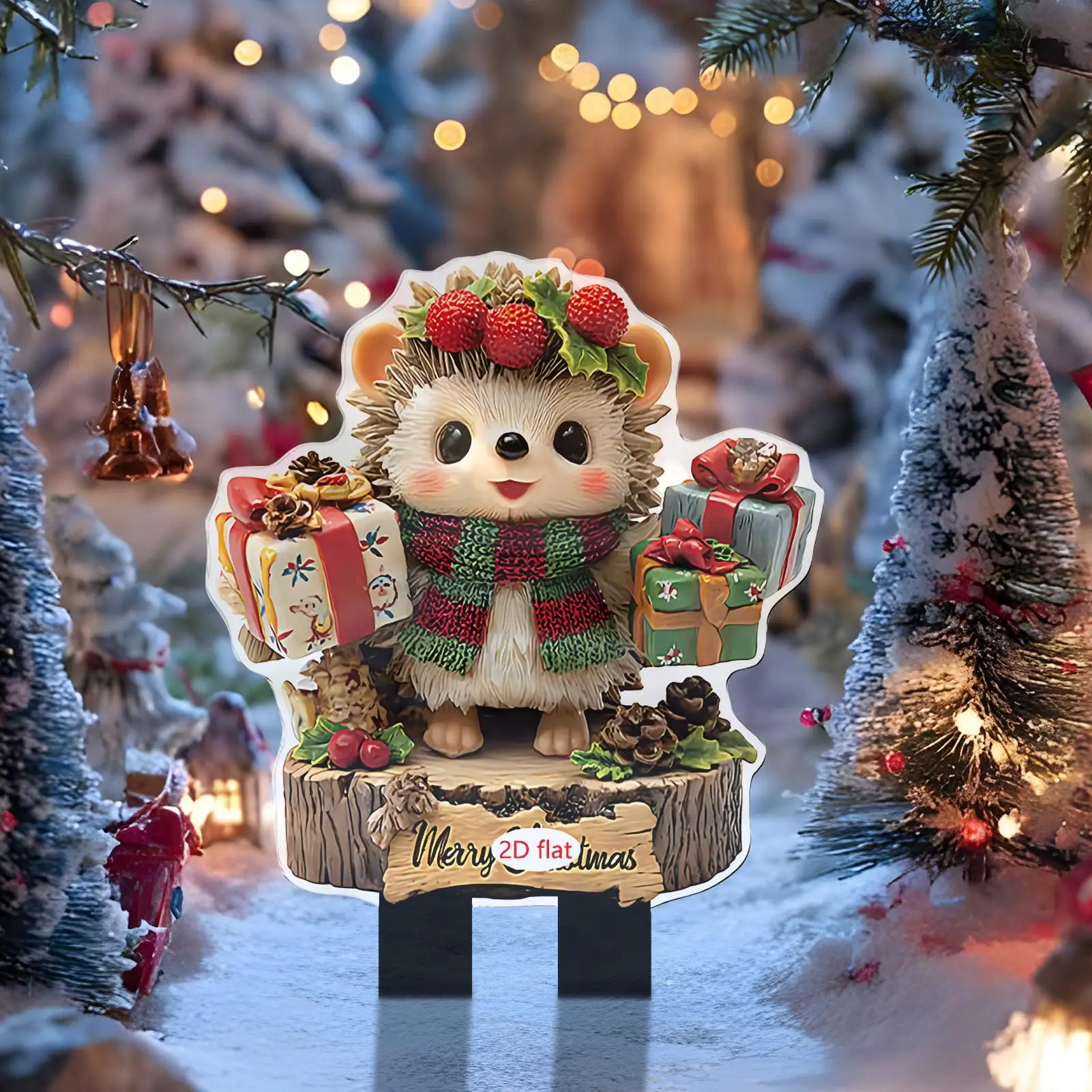 Estacas de jardín navideñas, estacas decorativas de jardín para decoración navideña, suministros de fiesta acrílicos planos 2D para maceta, maceta