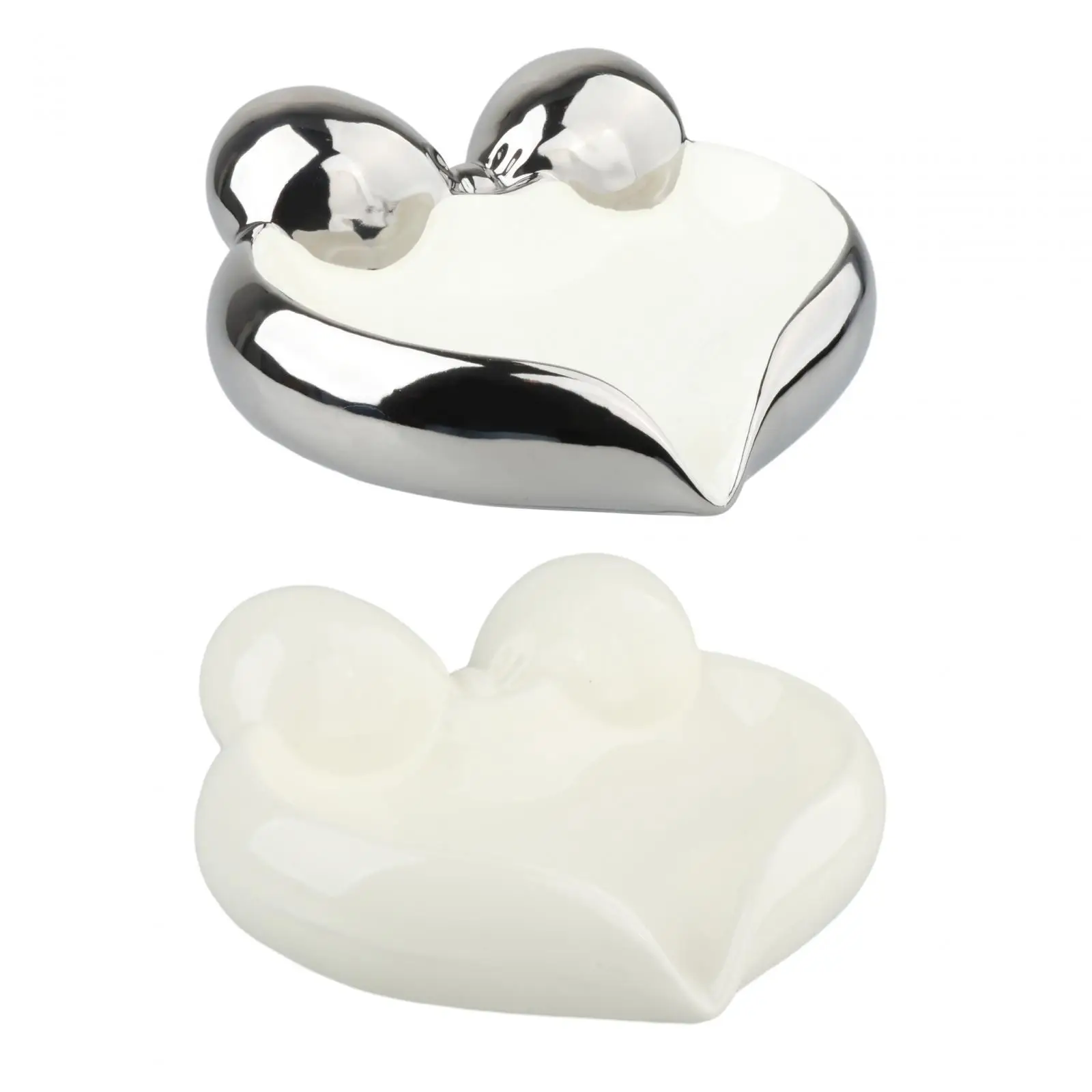 Ceramic Soap Dish Self Draining Soap Box Smooth Portable Heart Shaped Soap Holder for Bathroom Shower Kitchen Home Decor