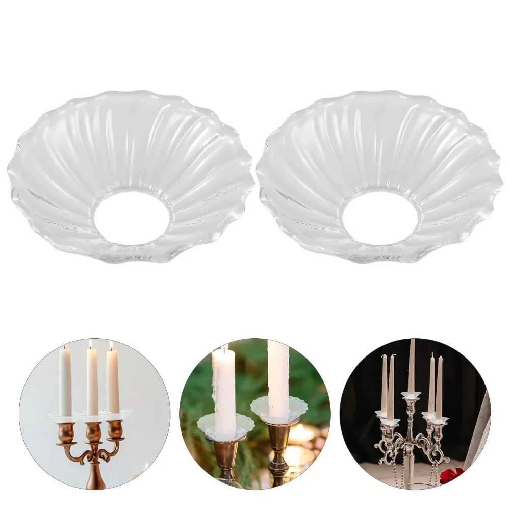 3 Piece Heat Resistant Glass Wax Catcher Tray Reusable Ruffled Edge Candle Drip Protector Transparent Candle Drip Tray