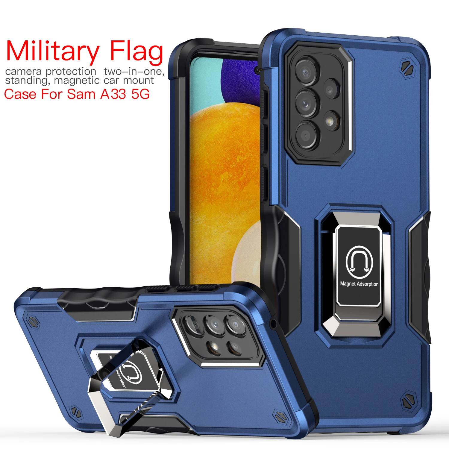 Luxury Fall-Proof Phone Case For VIVO Y91C Y76 Y35 Y33S Y22S Y1S Y02 T1X Metal Ring Cover Shockproof Bumpers Armors Ring Bracket