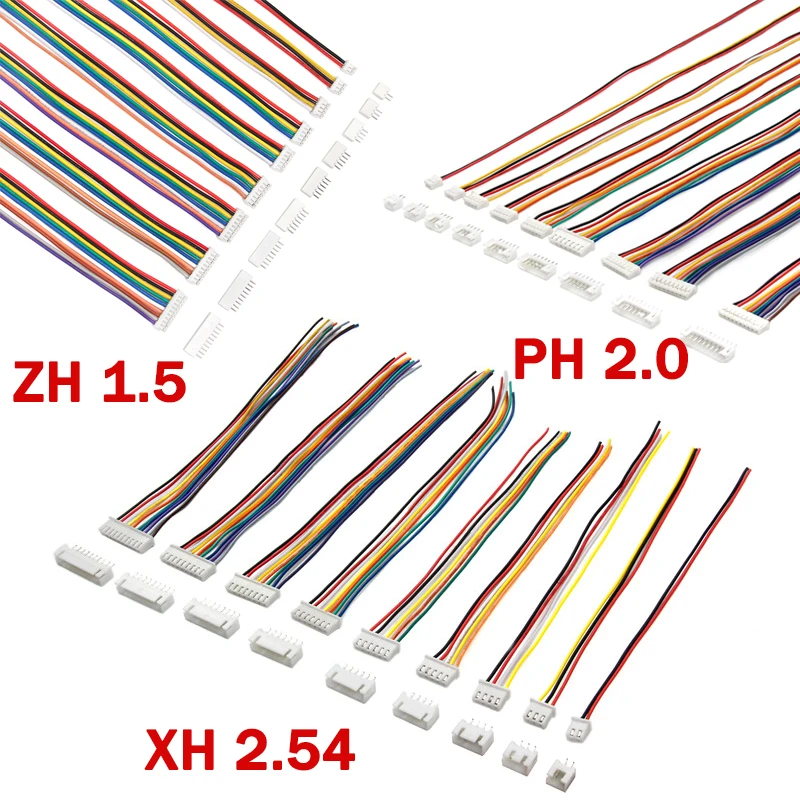 10PCS 1.5 2.0 2.54 ZH/PH/XH หญิงชายปลั๊ก SOCKET 2/3/4/5/6/7/8/9/10P PIN PITCH พร้อมสาย 15/30 ซม.