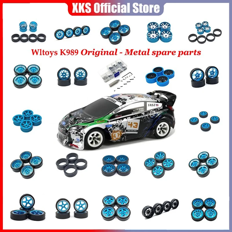 4PCS 1/28 284131 K989 RC Model Toy Rubber Tire Tyre Upgrade Accessories Fit for WLtoys K989-53 RC Car Aluminum Wheel Hubs Tires