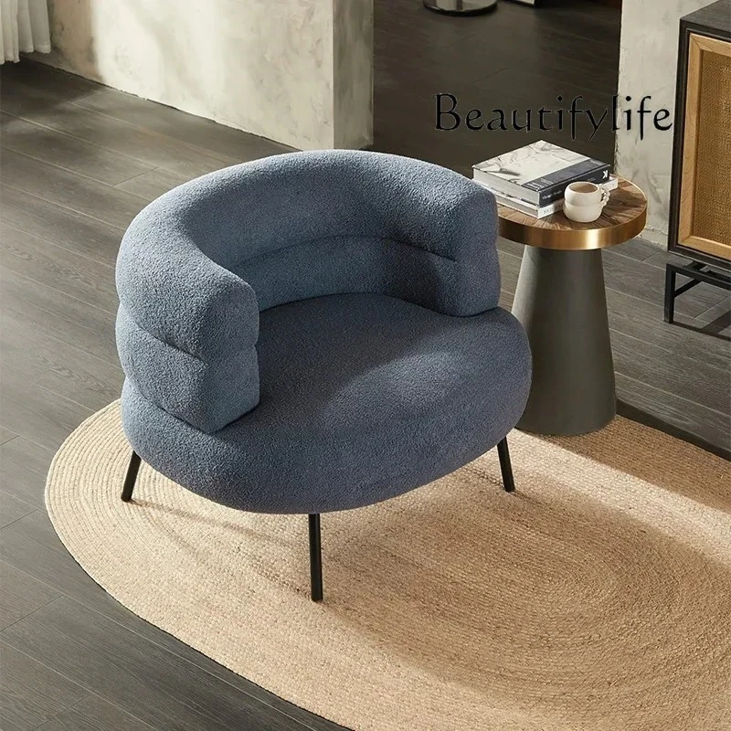 

N Nordic Living Room Bedroom Lambswool Couch Mid-Ancient Reading Leisure Chair Retro Single Sofa