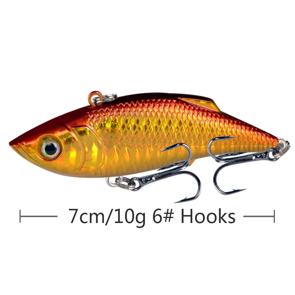 6 قطعة طعوم صيد السمك الصلبة VIB طعم vib خطاف ثلاثي كرانكبيت Wobber أدوات صيد صناعية