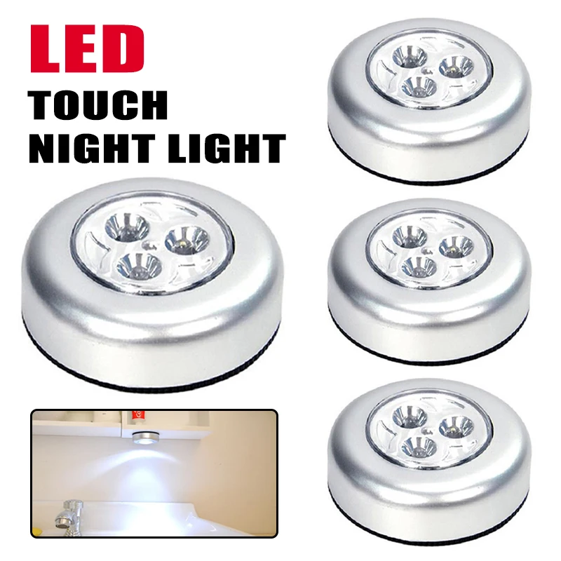 Touch Switch LED Night Light Wireless Wall Lamps For Bedroom Kitchen Wardrobe Closets Cabinet Battery Powered Portable Lights