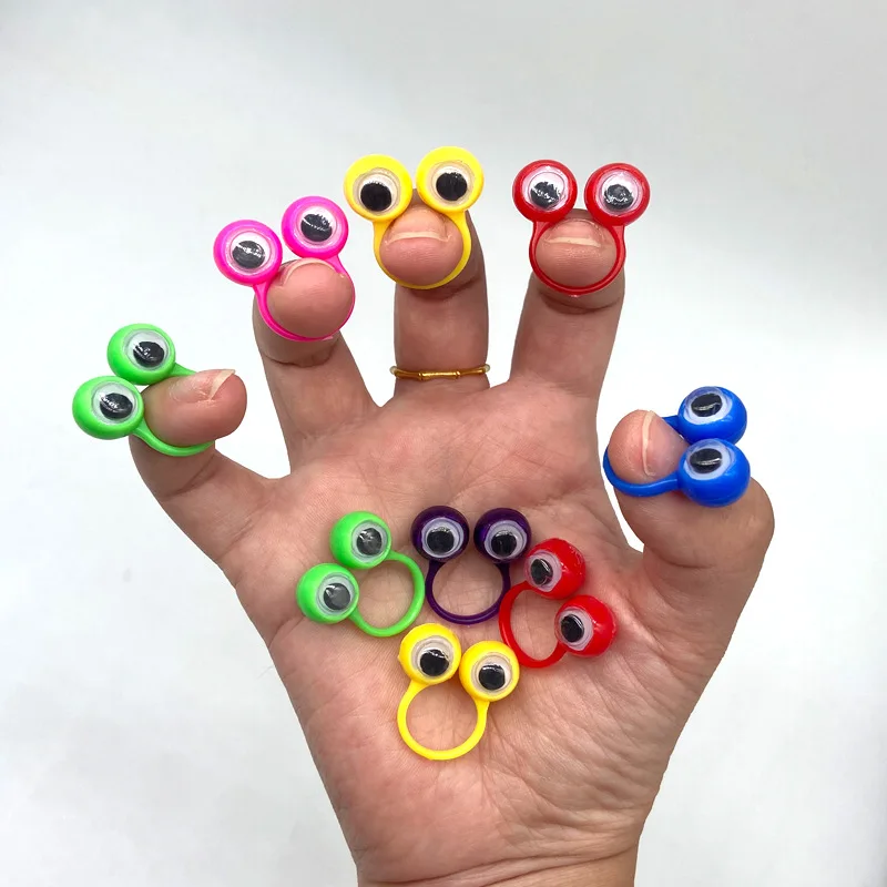 5-20pcs Finger Puppets Plastic Rings with Wiggle Eyes Kids Toys Baby Party Favors Practical Jokes Games Funny Children Gifts