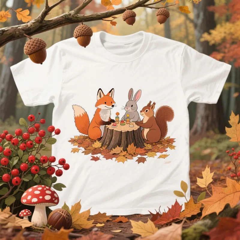 

3D Printed 2025 Autumn Theme Animal Party Casual T-shirt For Adult And Kids Outdoor Quick Drying T-shirts Fashion Trendy Tops