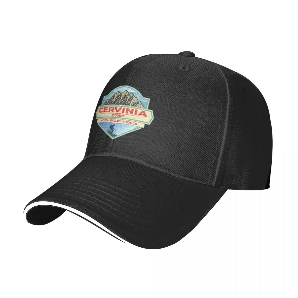 Cervinia Italy Italia Ski Skiing Sticker T-Shirt 03 Baseball Cap Sun Cap Fishing cap Women Hats Men's