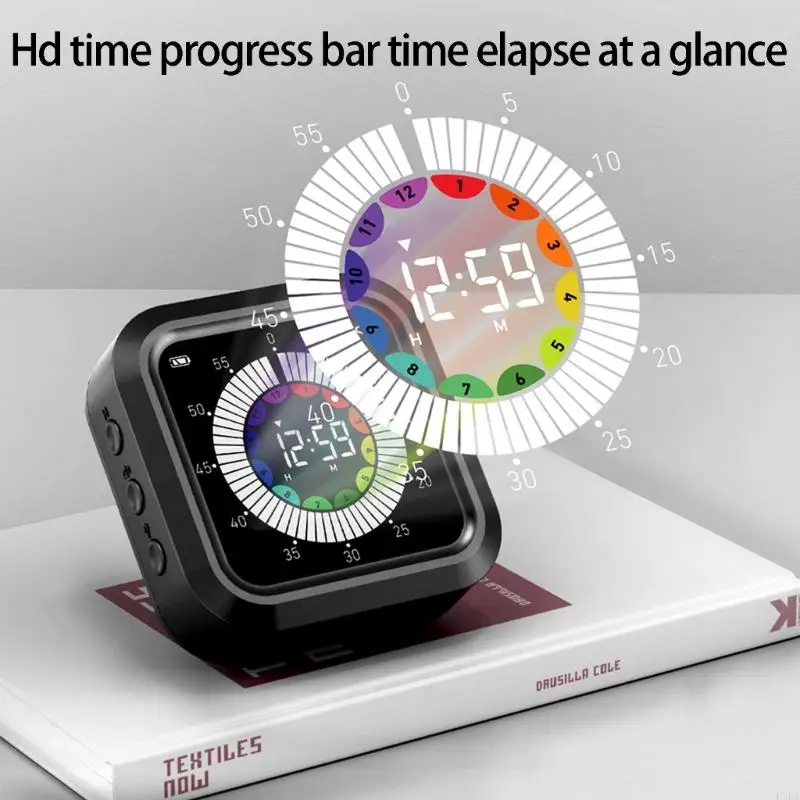   Modern Kitchens Digital Visual Timer With LCD Screen Rechargeable 3 Volumes Levels  For Baking Studying And Training