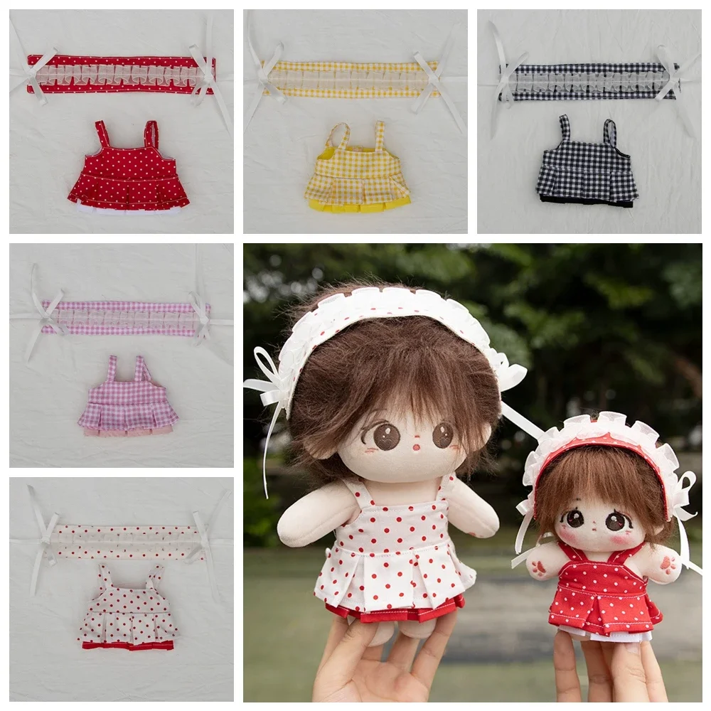 

1Set Handmade 10/20cm Doll Clothes Maid Dress Headband Apron Kpop Plush Dolls Outfit Toys Baby Doll's Accessories Cosplay Suit