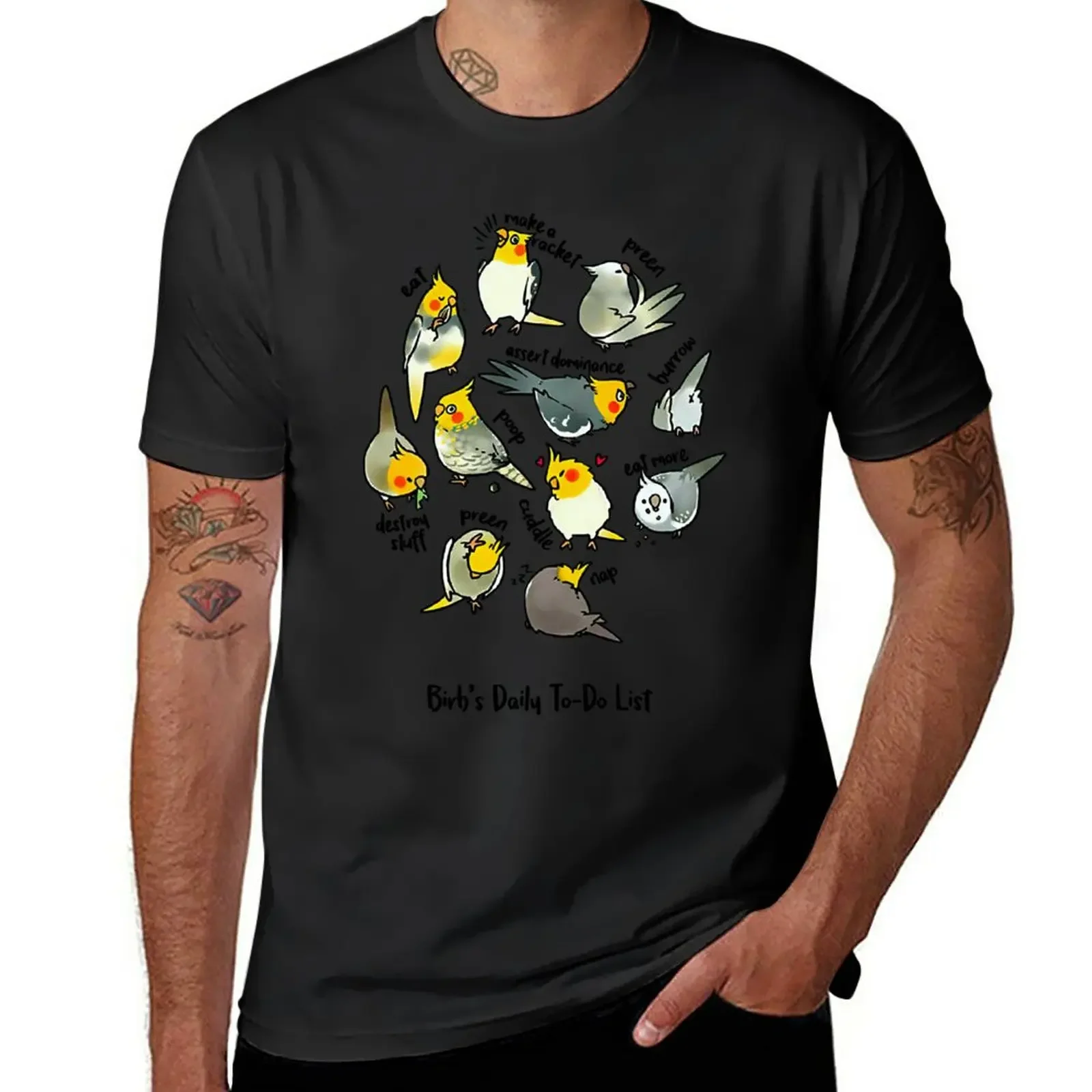 New Cockatiel-Birb's-Daily-To-Do-List T-Shirt hippie clothes Oversized t-shirt plain black t shirts men