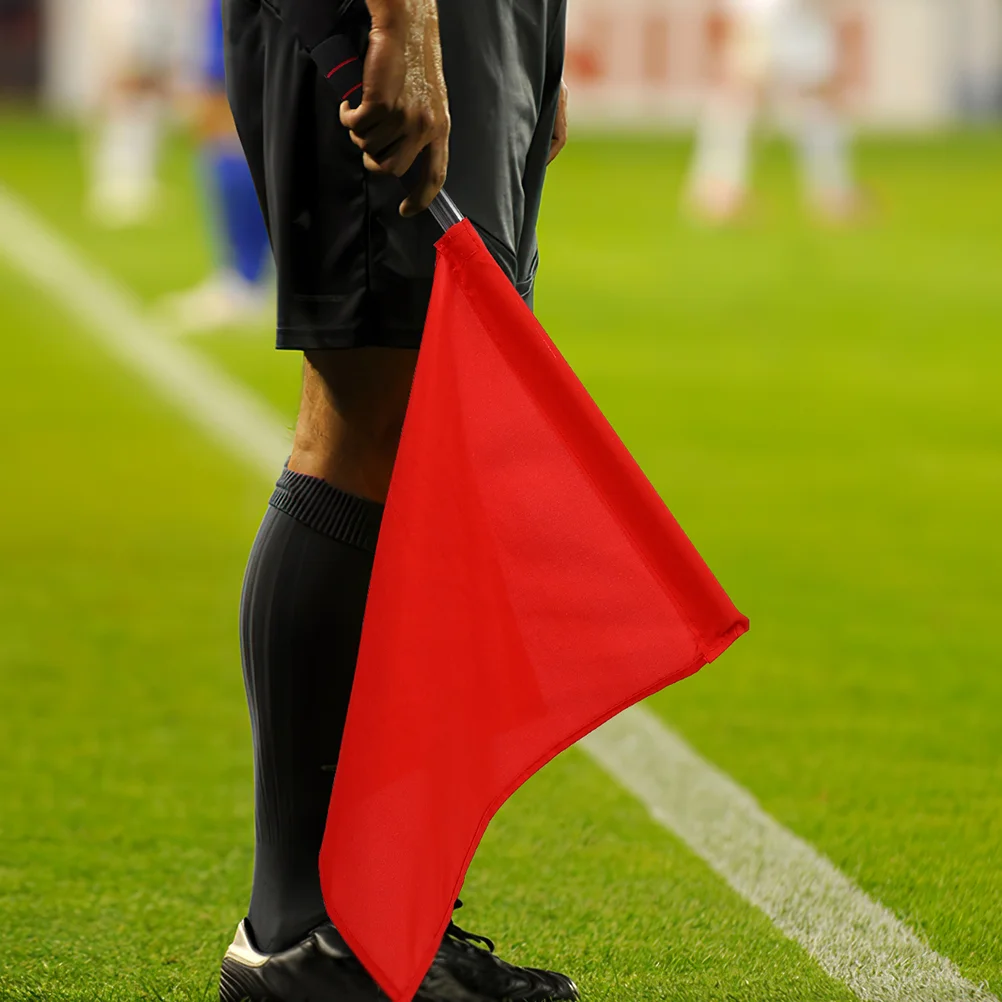 Bandera de árbitro de 3 piezas, equipo deportivo, señal de juego, banderas de mano que agitan, Partido de seguridad, carreras, Fútbol rojo