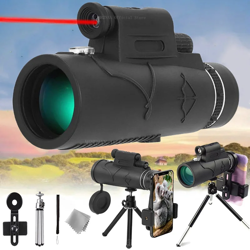 Portabl Powerful 50X60 HD Monocular Telescope Long Range Zoom With Tripod Phone Clip For Outdoor Hunting Camping Tourism