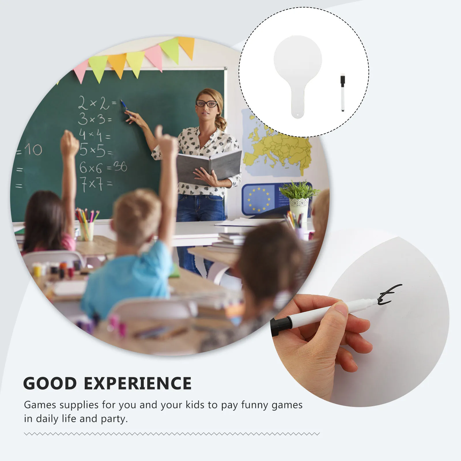 

BUTIFULSIC 1 Set Answer Board Handle Design Double Side Erasable Whiteboard for School Classroom Students Accessories