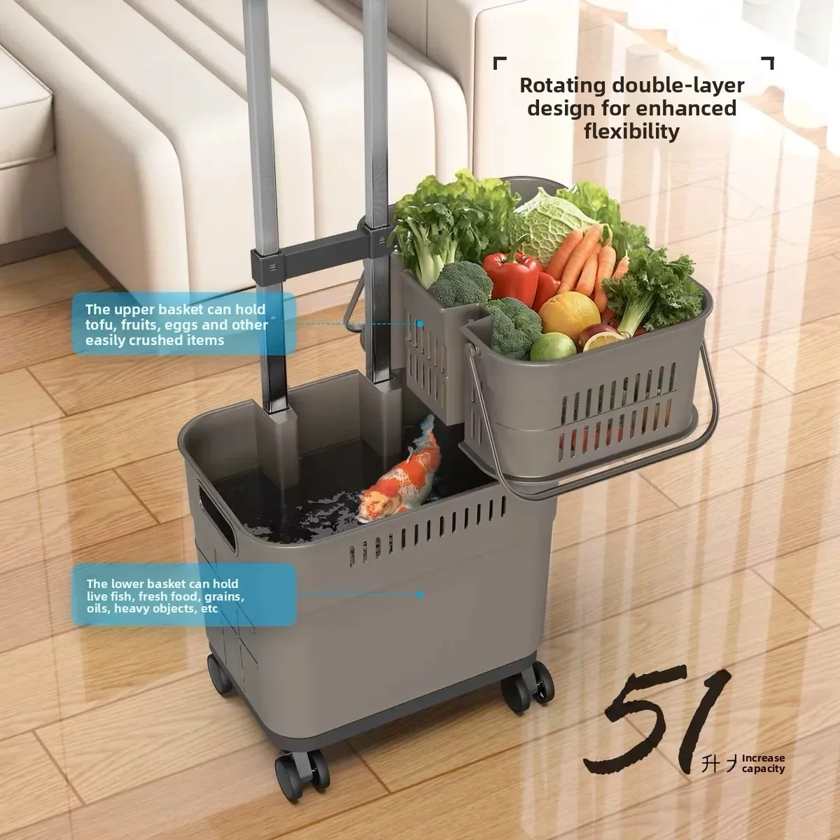 Portable Lightweight Folding Hand Pull Grocery Cart Utility Shopping Trolley Home Outdoor Camping Express Pickup Mini Moving