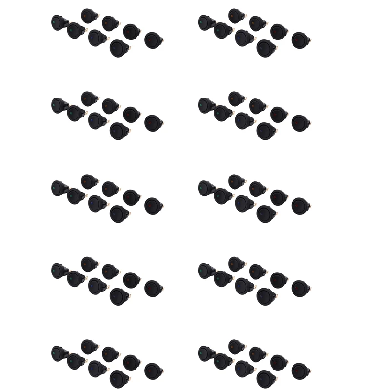 

ABSE-80PCS LED Dot Light 12V Car Auto Boat Round Rocker On/OFF TOGGLE SPST SWITCH