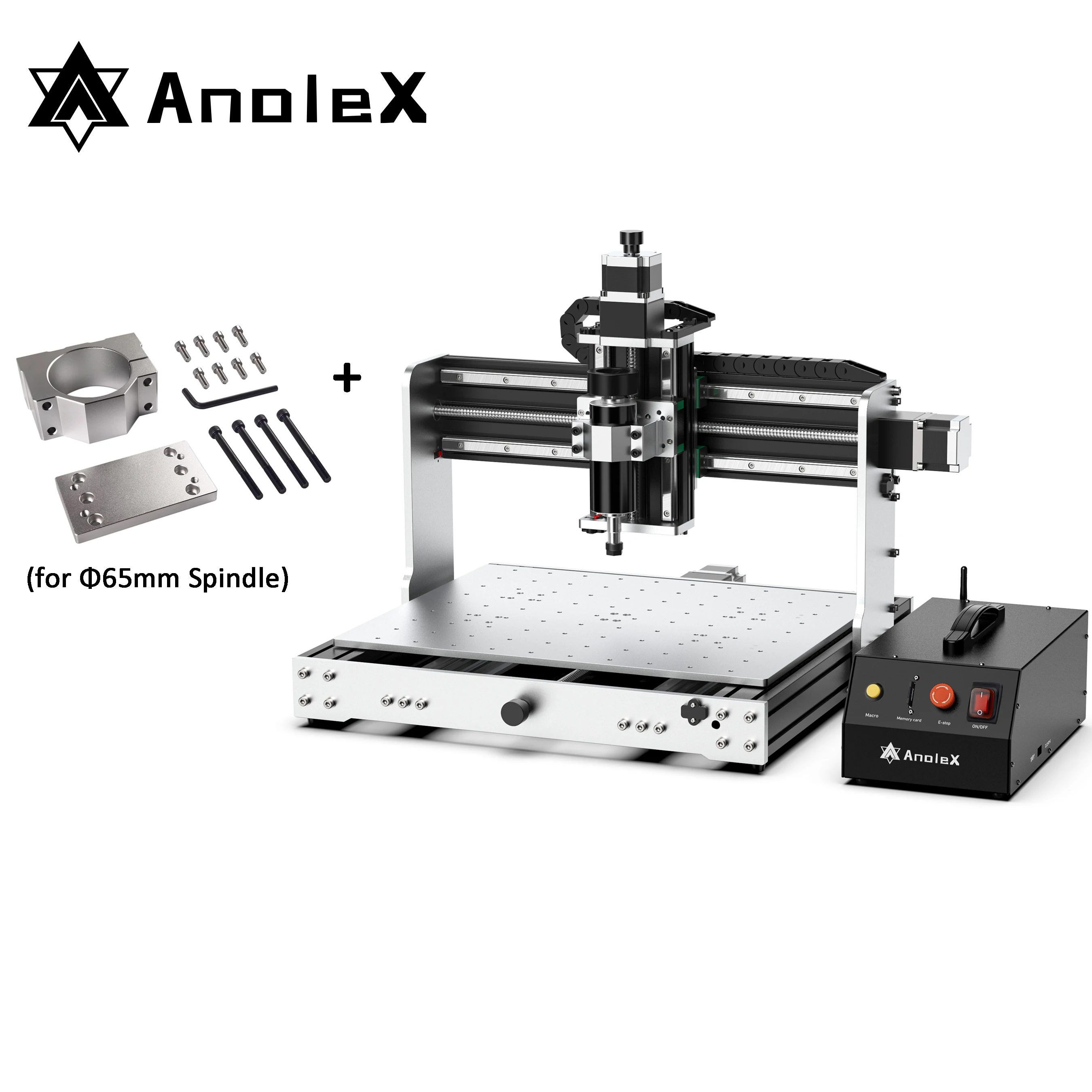 AnoleX CNC Router 4030-Evo Ultra with Φ65mm Spindle Clamp, All Metal & Dual Steel Linear Guides & Ball Screws with 500W Spindle