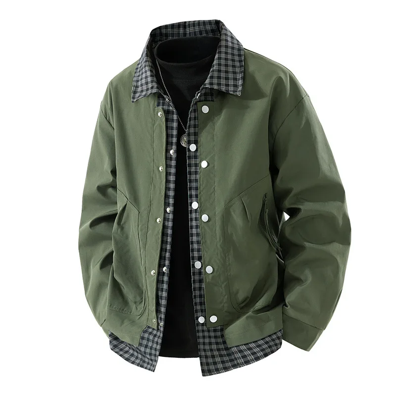 Men's Retro Faux Leather Two-Piece Jacket Loose Comfortable Fit Spring Autumn 2025 Fashion Trend