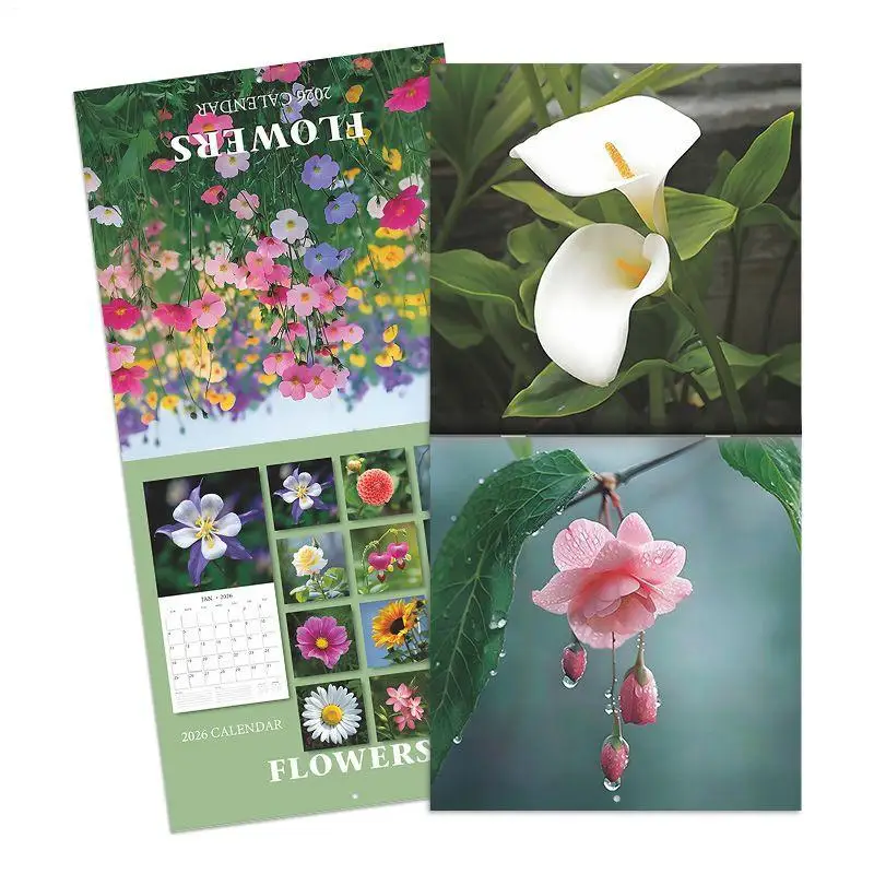 Flower Desk Calendar 2026 Wall Calendar Monthly Date Planning Tool Aesthetic For Cubicle Car School Kitchen Travel Classroom