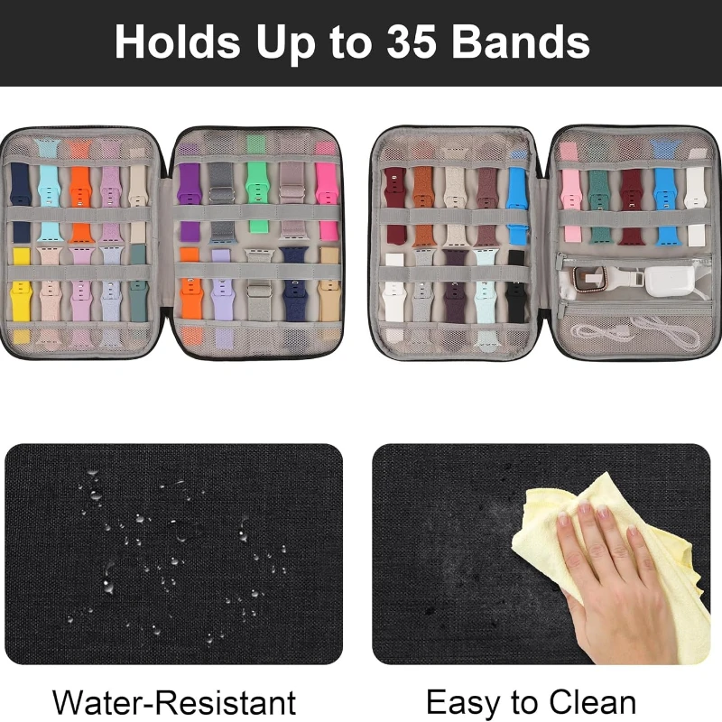 Watch Band Storage Case Hold 35 Watch Straps Portable Organizer Bag Compatible with Apple Watch Band,Headset Other Accessories