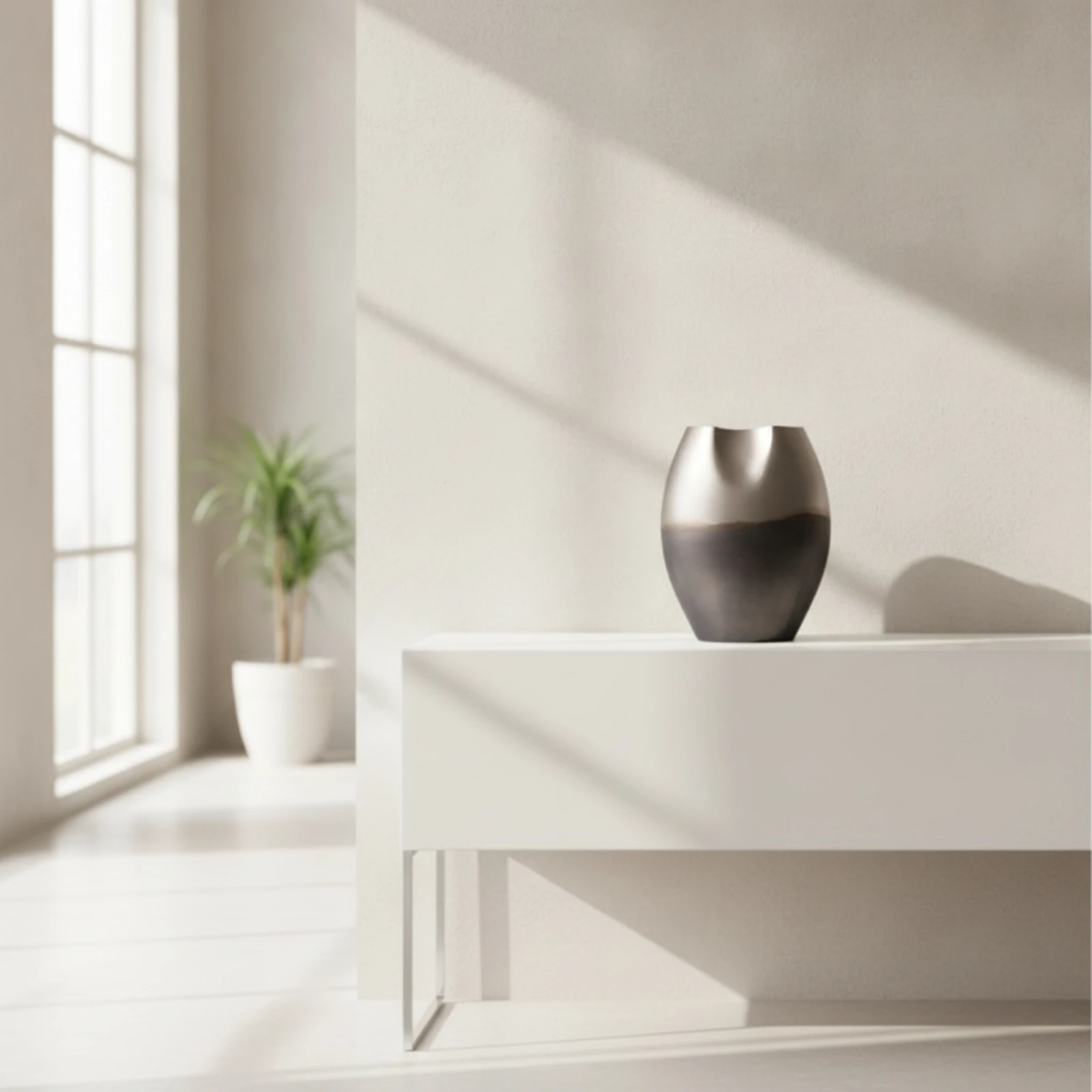 Decorative Vase Gradient Aluminum Vase Flower Holder Sculptural Vessel Minimalist for Home Decorators, Living Room, Tabletop