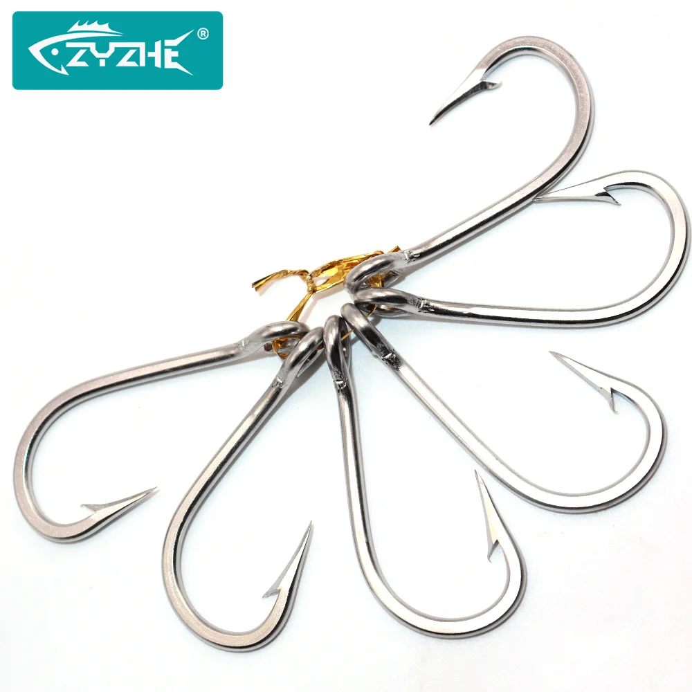 

ZYZ Large Fishhooks 5/0-13/0# 2~7pcs/Bag Stainless Steel Tuna Sea Boat Fishing Hooks Powerful Big Fish Hooks Tackle