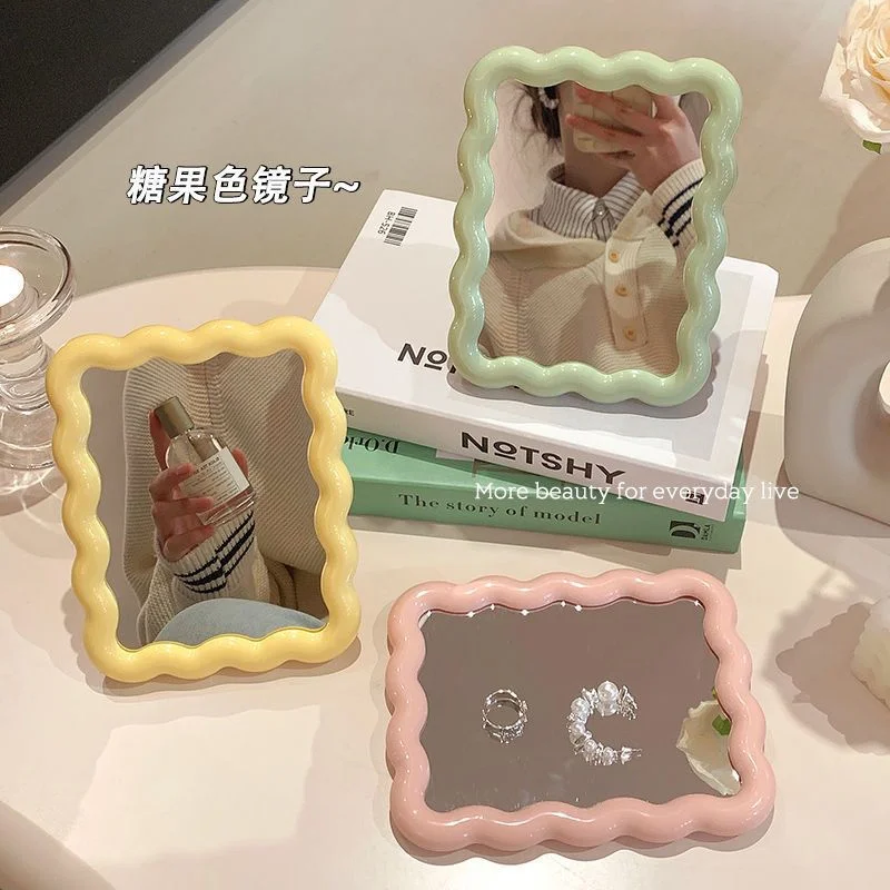 Adorable Makeup Mirror Ideal for Home Bedroom Desk & Dormitory Cute Folding Desktop High Definition Makeup Mirror