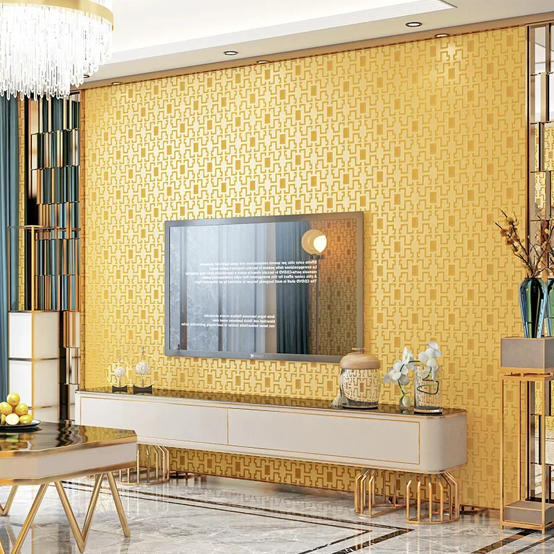 new-chinese-grid-retro-style-self-adhesive-wallpaper-with-thickened-household-papier-peint-living-room-non-woven-wallpapers-Обои
