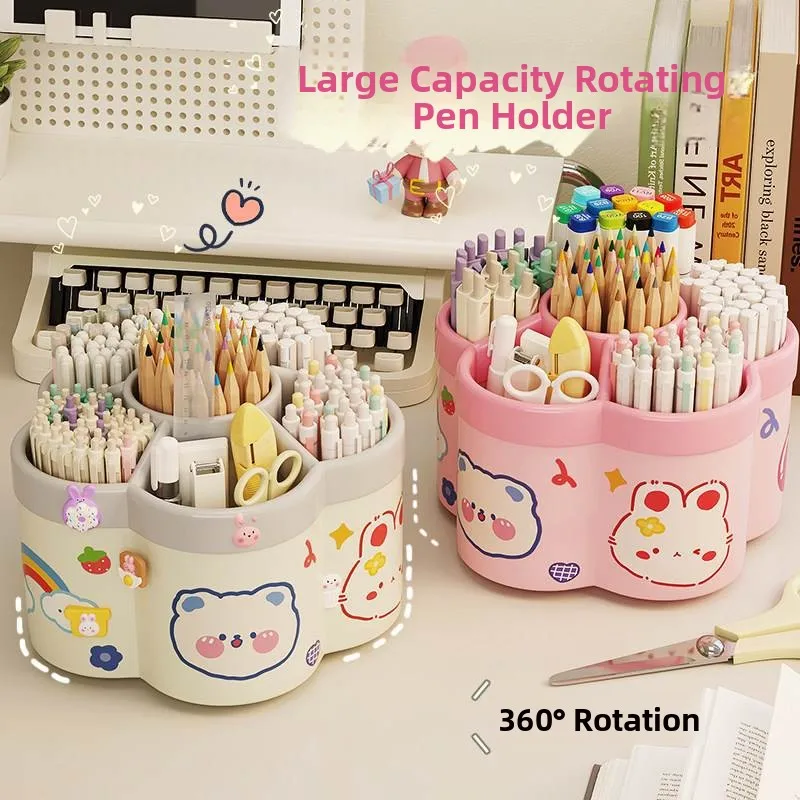 large-capacity-rotating-pen-holder-multi-function-office-desk-stationery-storage-box-pen-bucket-pencil-stand-for-students