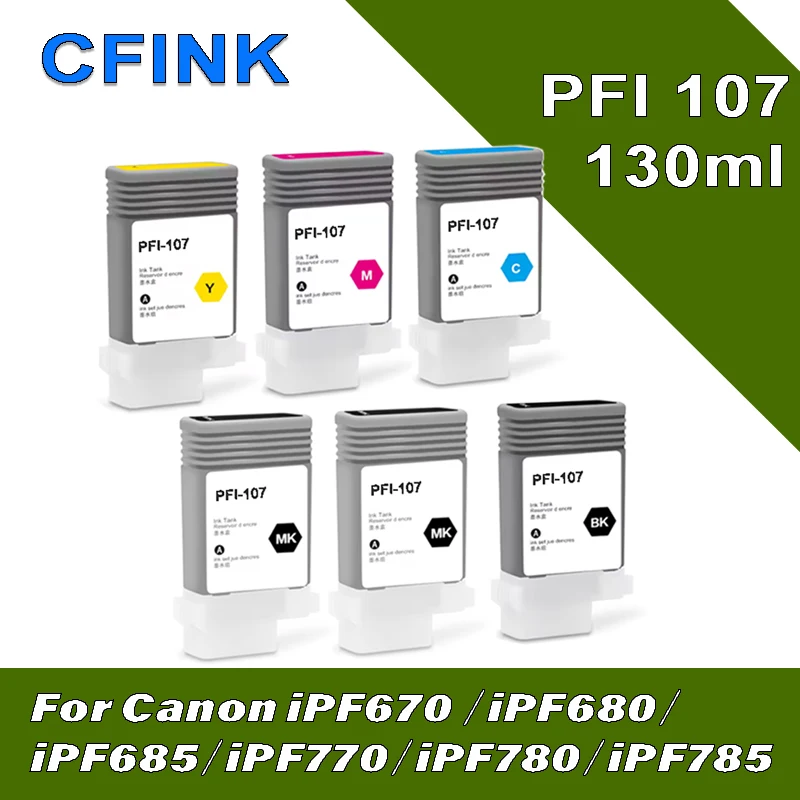 

CFINK PFI-107 PFI107 Картридж с чернилами 130 мл, совместимый с Canon IPF670 IPF680 IPF685 IPF770 IPF780 IPF785 IPF-670 с пигментными чернилами